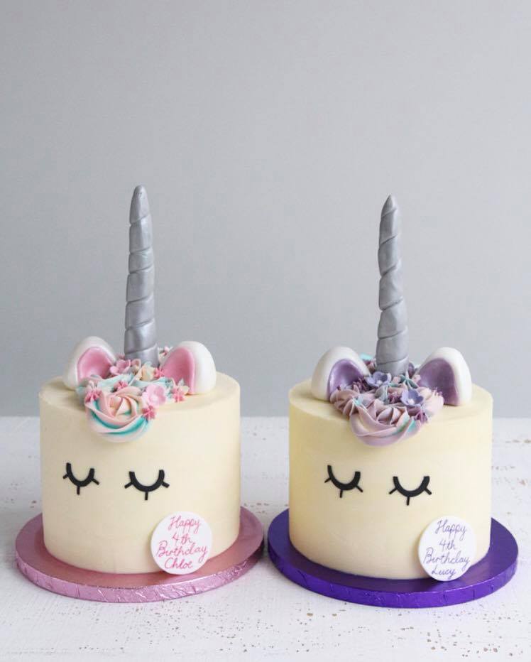 Twin Unicorn Cakes Pink & Purple
