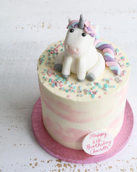 Unicorn Figure Cake on Pink Board