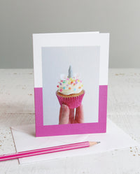 Unicorn Cupcake Photo Card with Pencil