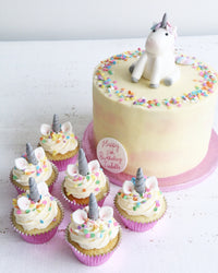 Unicorn Cake with Unicorn Cupcakes