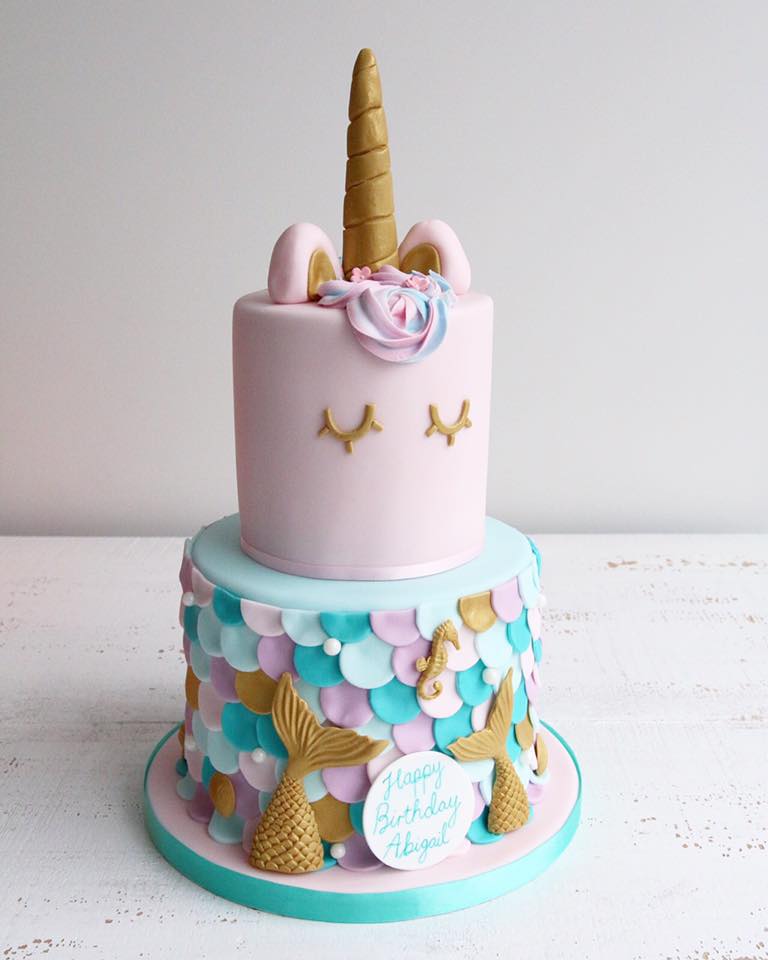 Mermaid and Unicorn Fondant Cake