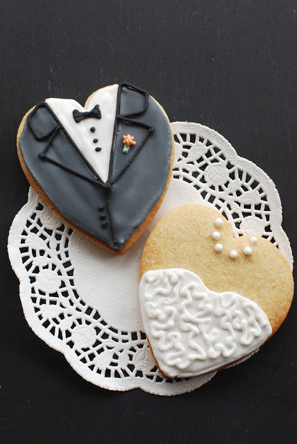 Bride and Groom Heart Shaped Biscuits