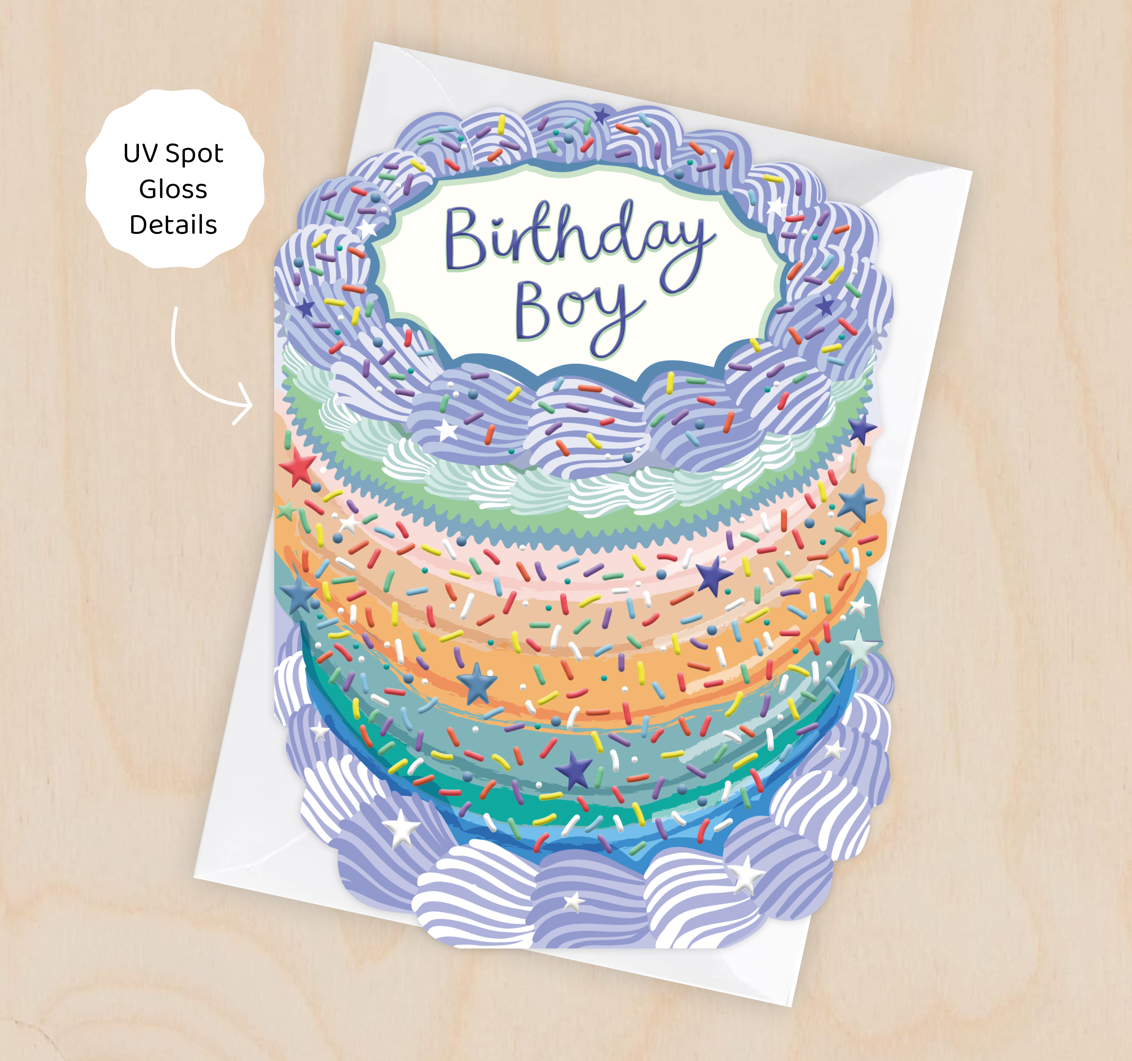 Birthday Boy - Birthday Cake Shaped Greeting Card