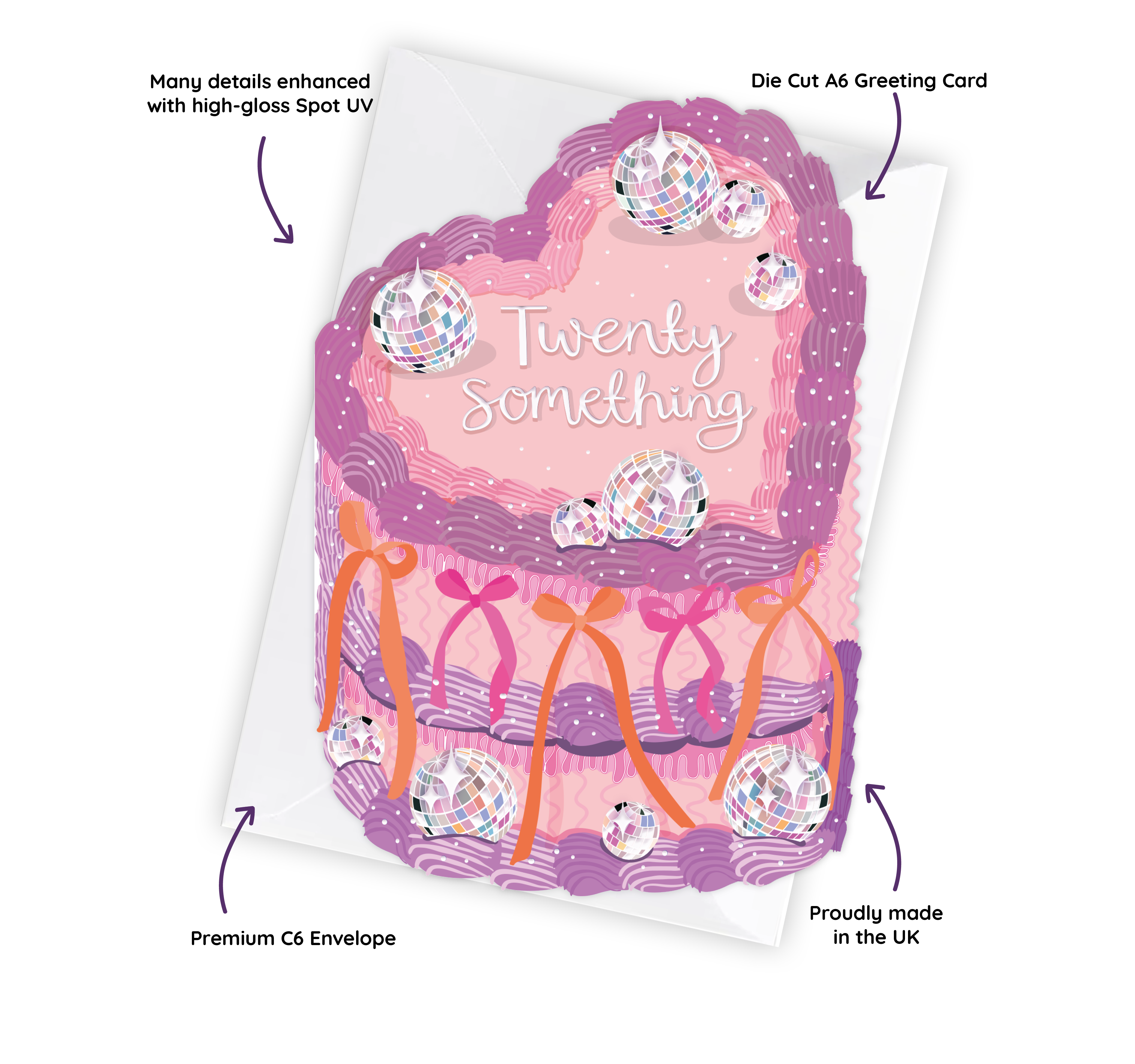 Twenty Something - Birthday Cake Shaped Greeting Card