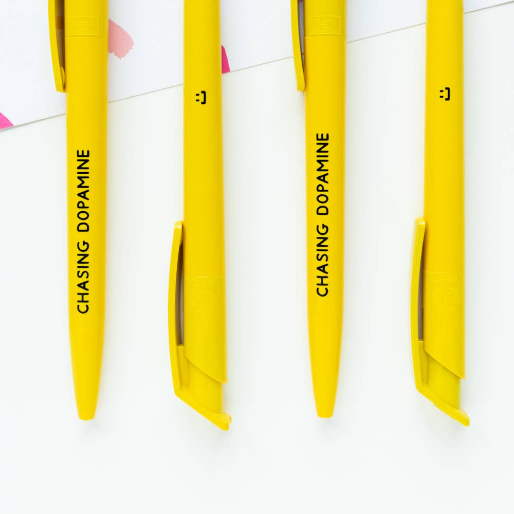 'Chasing Dopamine' Yellow Ballpoint Pen