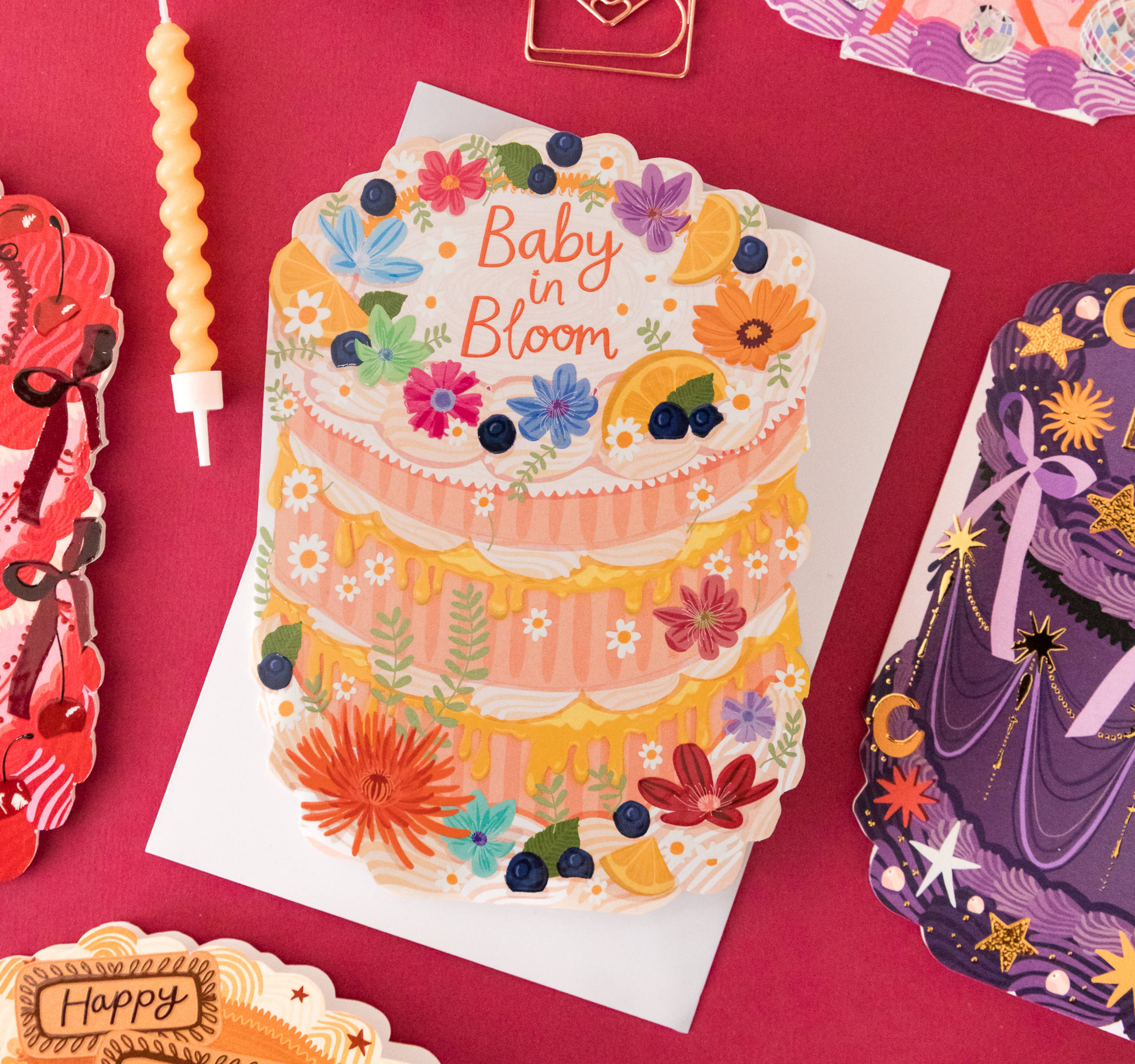 Baby in Bloom - Cake Shaped Greeting Card for Baby Shower
