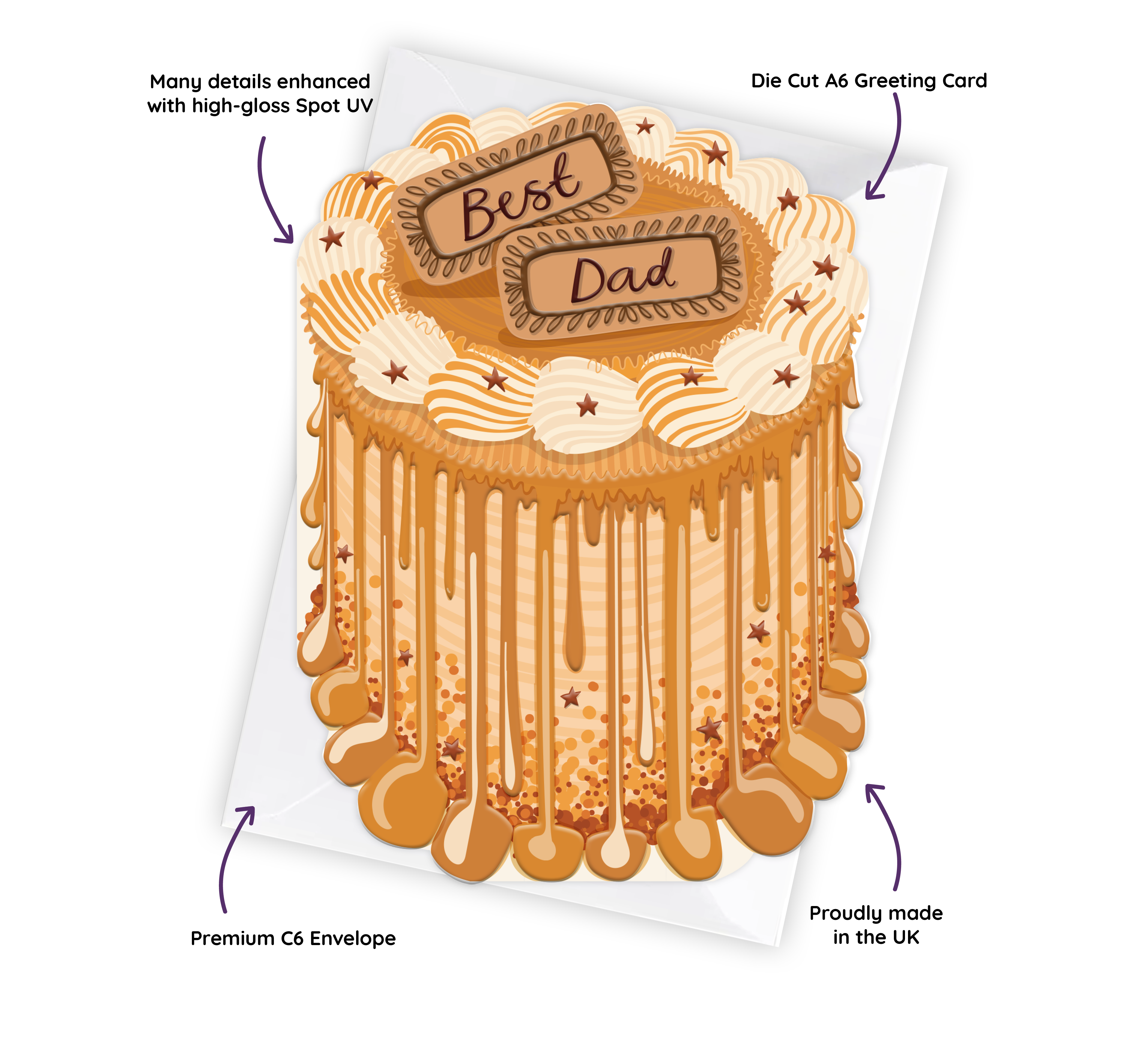Best Dad - Cake Shaped Greeting Card for Father's Day