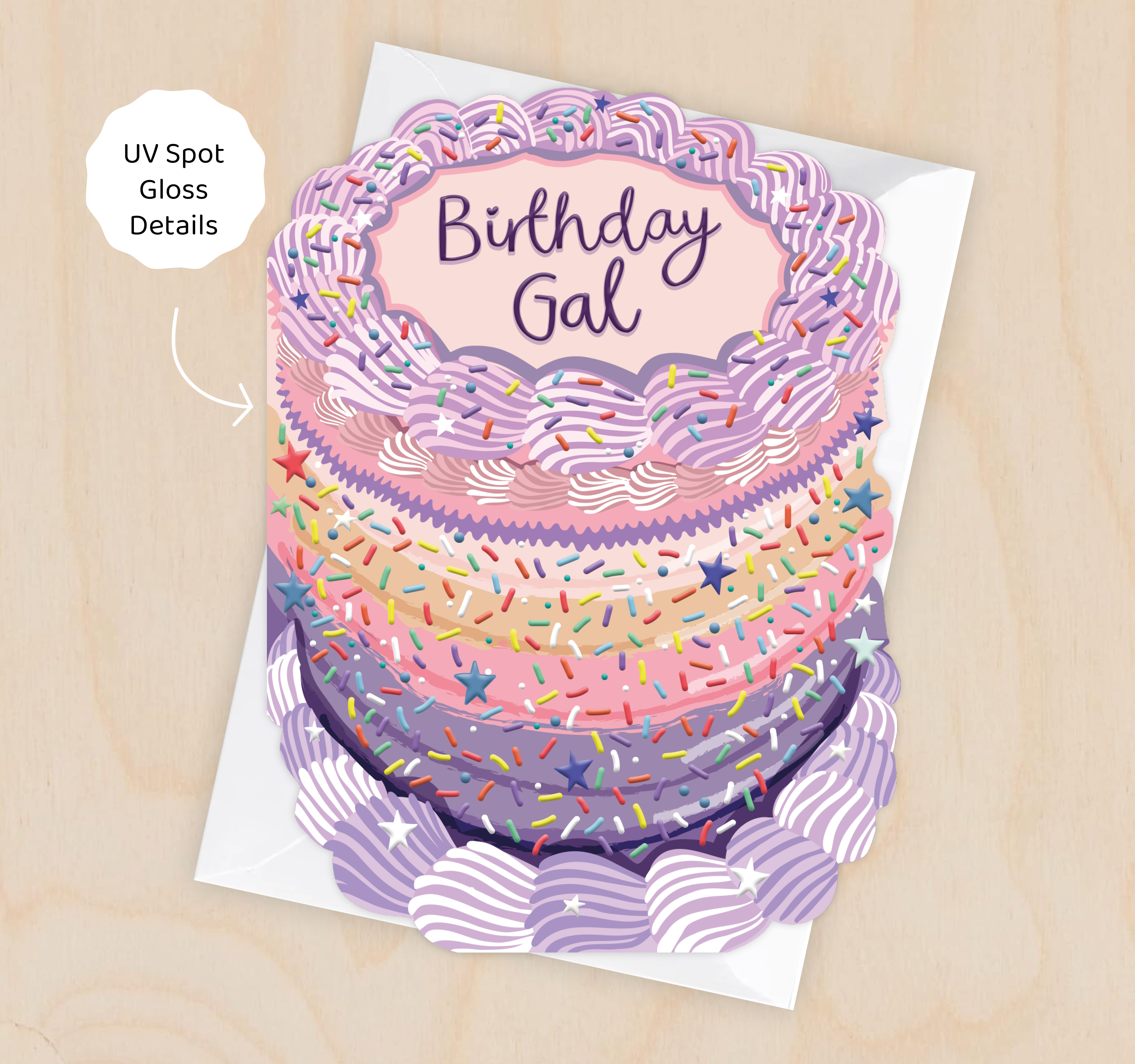 Birthday Gal - Birthday Cake Shaped Greeting Card
