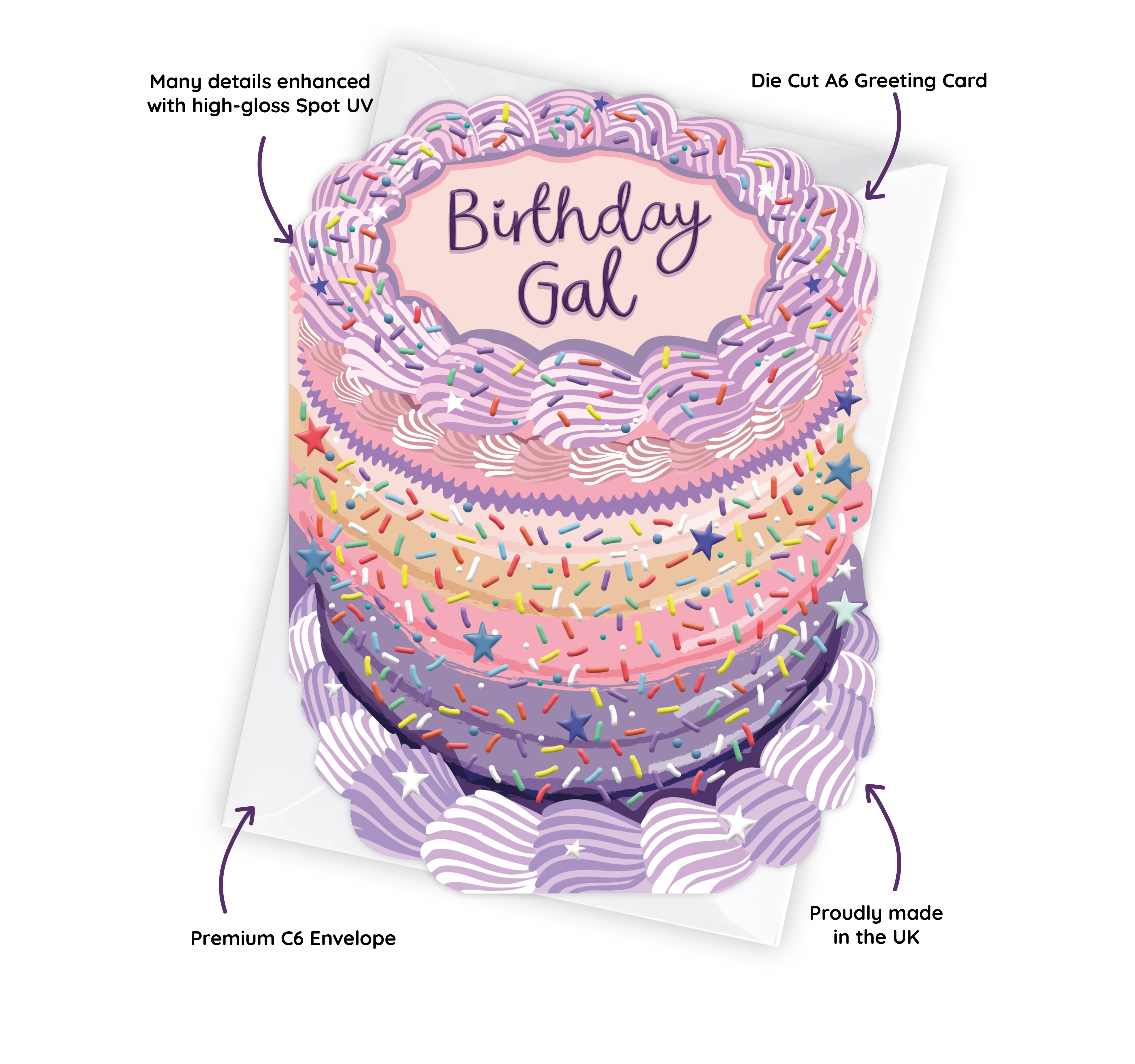 Birthday Gal - Birthday Cake Shaped Greeting Card