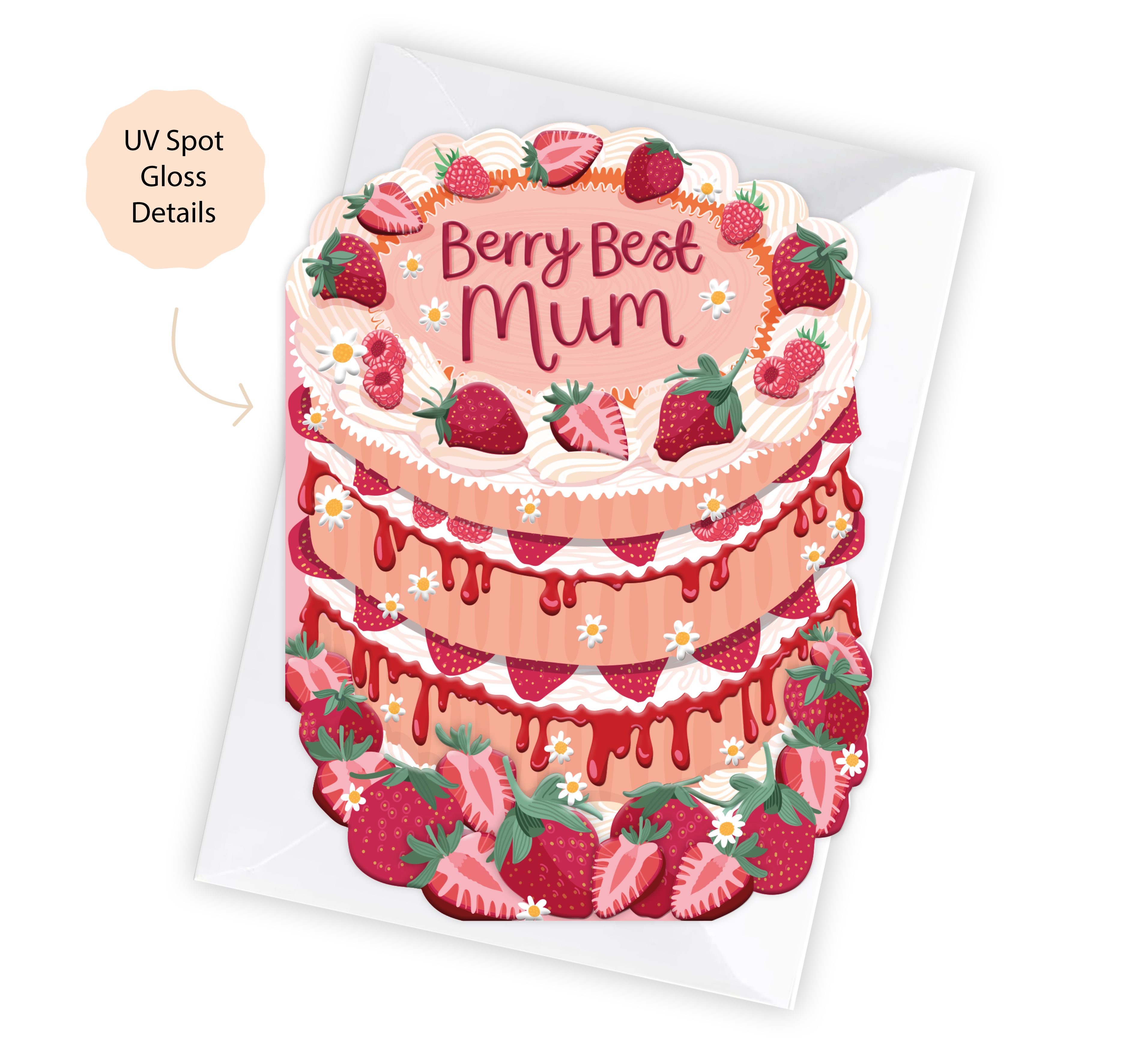 Berry Best Mum - Cake Shaped Greeting Card for Mother's Day