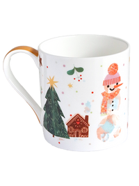Christmas Snowman Mug with Orange Handle