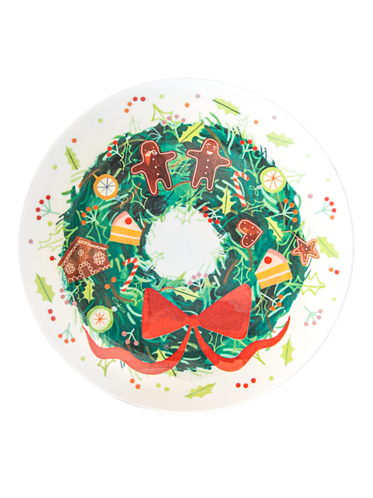 Illustrated Christmas Wreath Plate