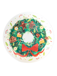 Illustrated Christmas Wreath Plate