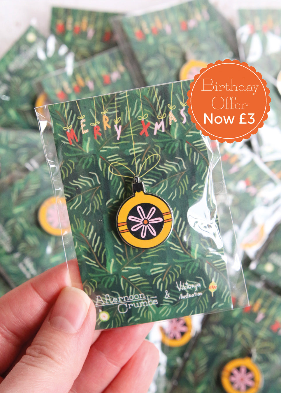 Enamel Christmas Bauble Pin