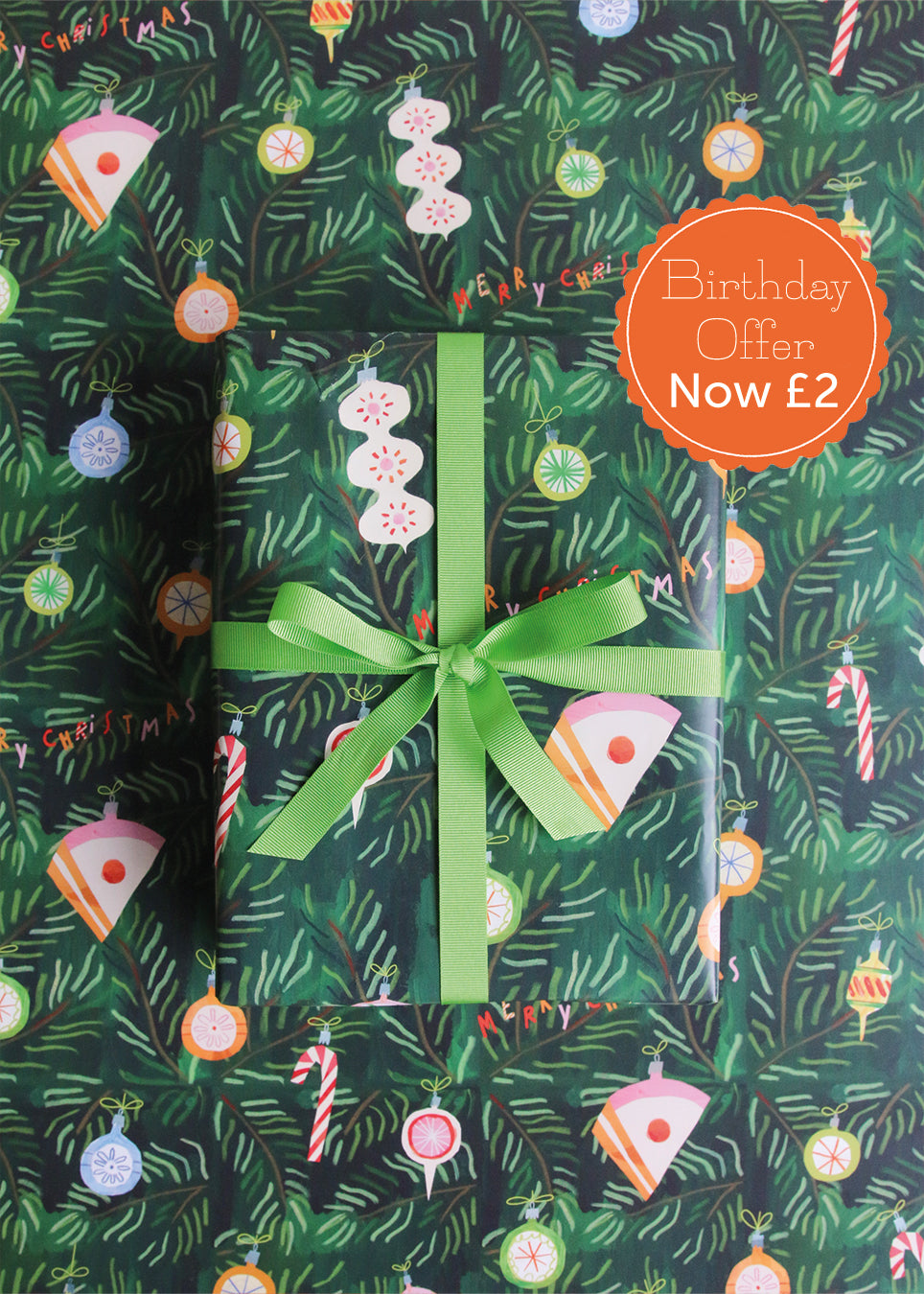 Christmas 'Cake The Halls' Bauble Wrapping Paper