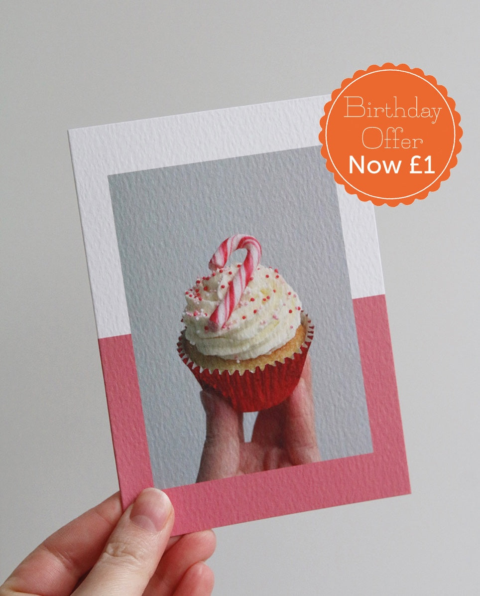 Candy Cane Cupcake Christmas Photo Card