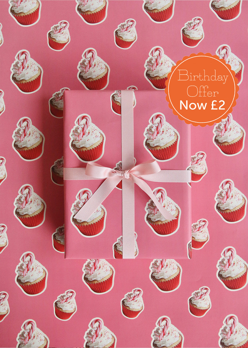 Candy Cane Cupcakes Wrapping Paper