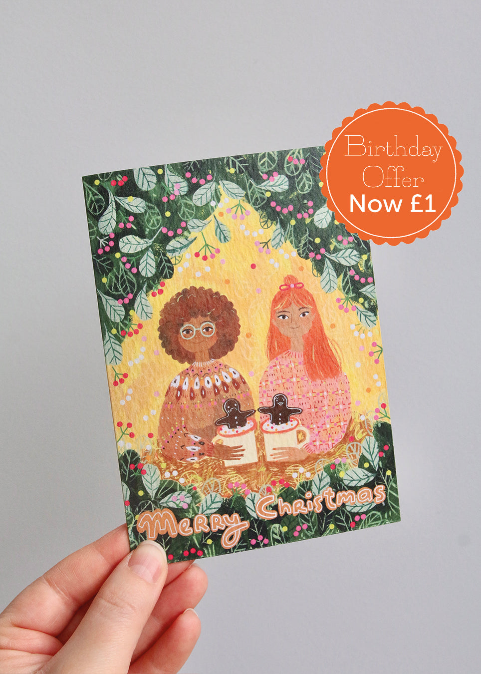 Girls with Gingerbread Mugs Card