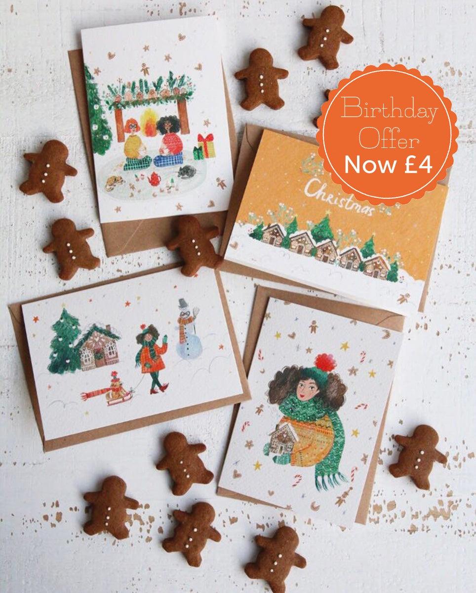 Illustrated Christmas Cards Bundle (Set of 4)