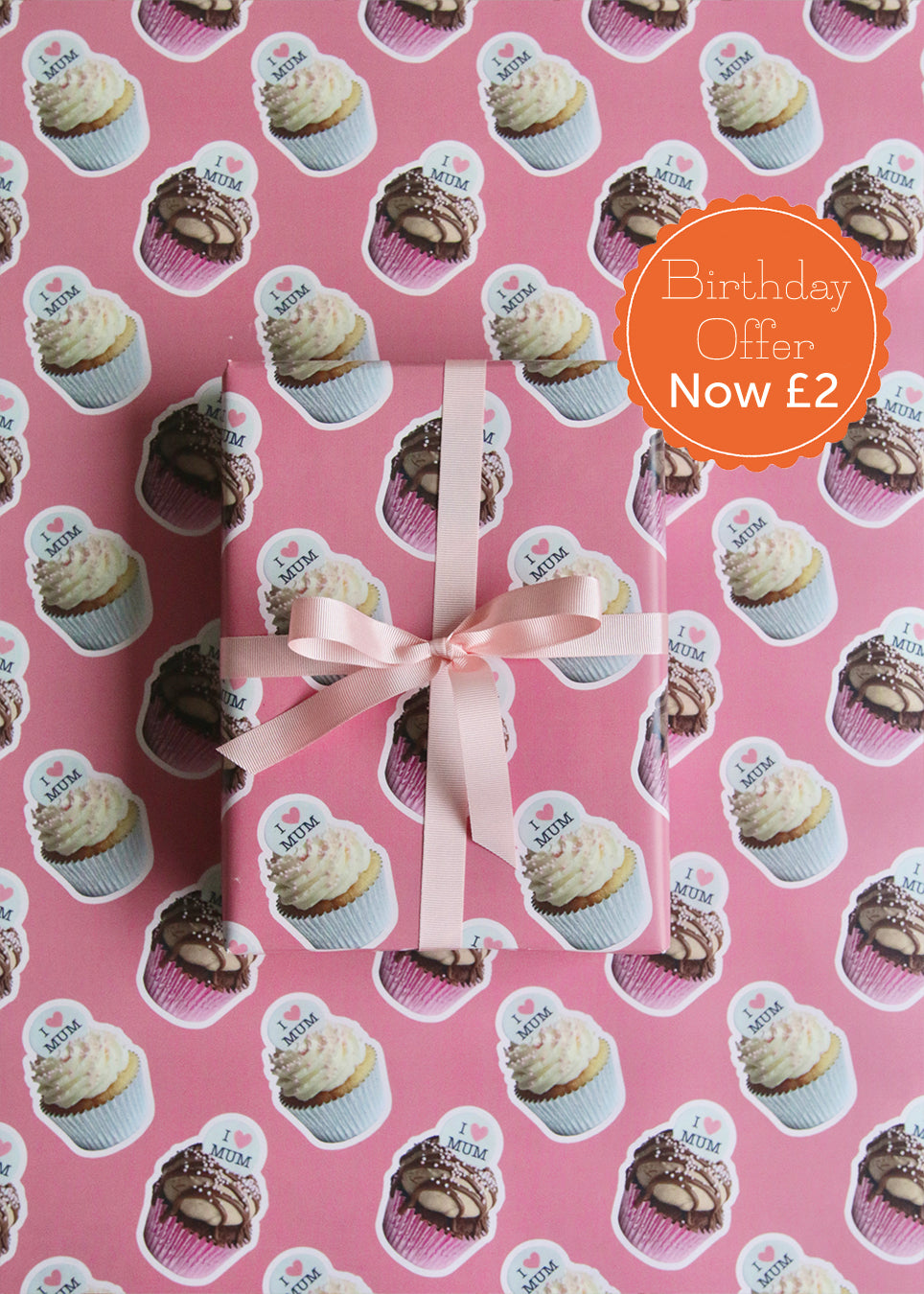 "I Heart Mum" Cupcake Wrapping Paper