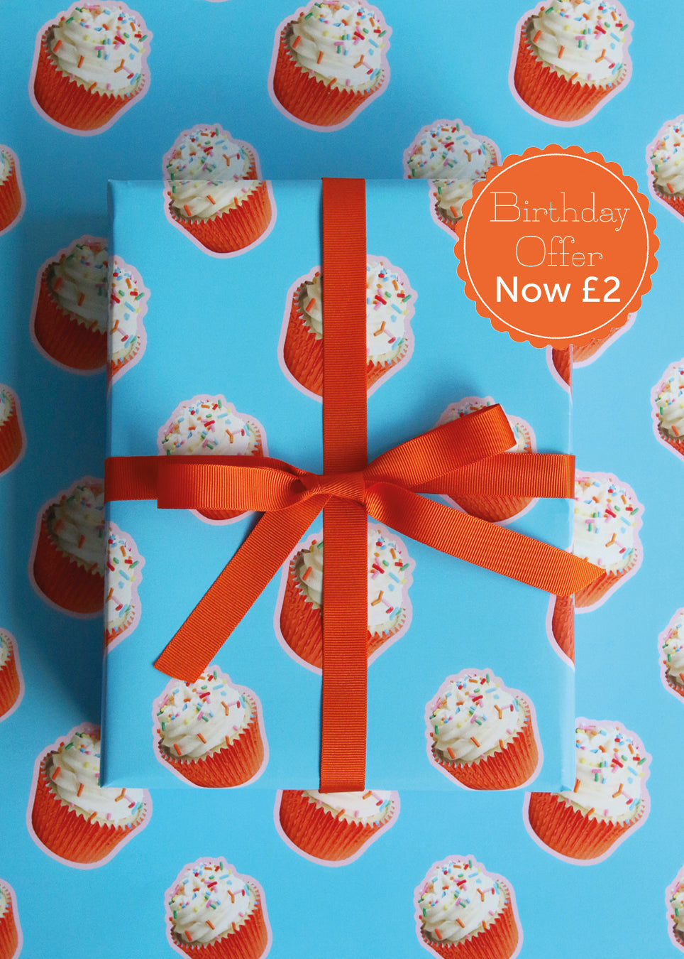Orange Cupcake Wrapping Paper