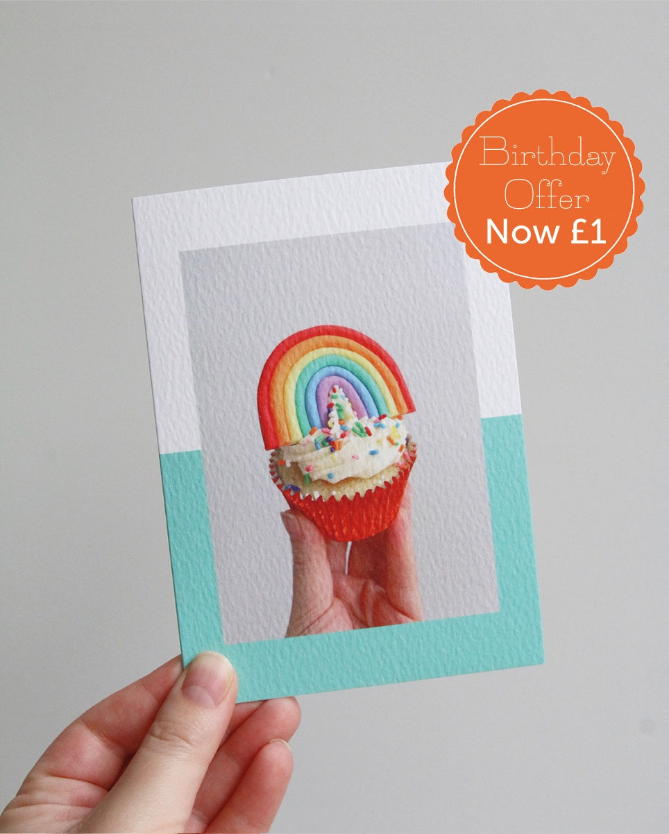 Rainbow Cupcake Photo Card