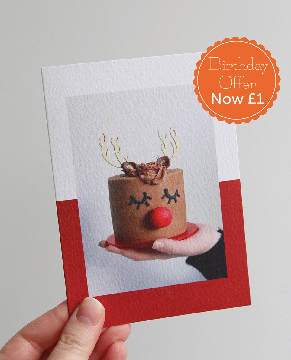 Reindeer Cake Christmas Photo Card