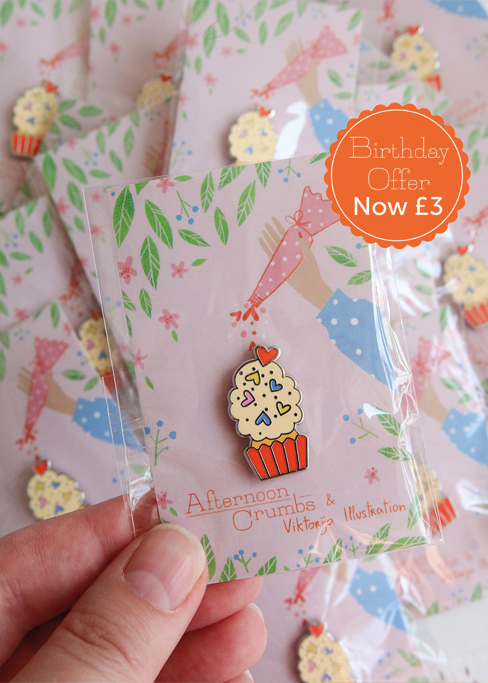 'Spreading Sweetness' Enamel Cupcake Pin