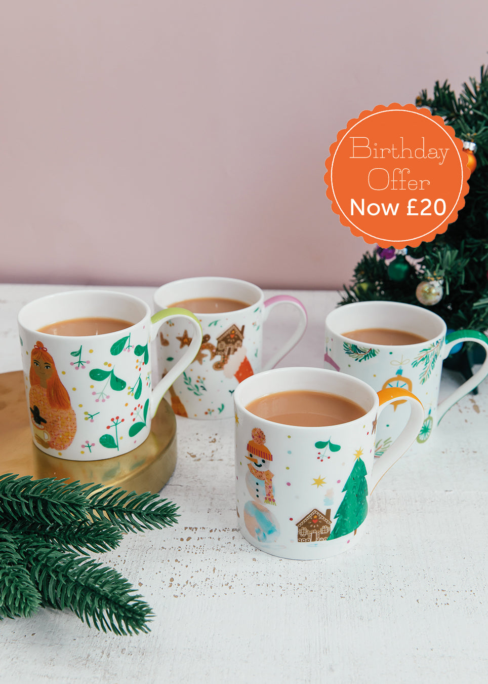 Set of 4 Christmas Mugs