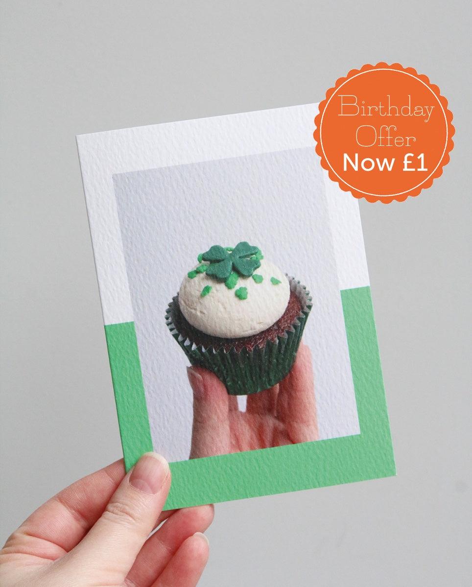 Good Luck Shamrock Cupcake Photo Card
