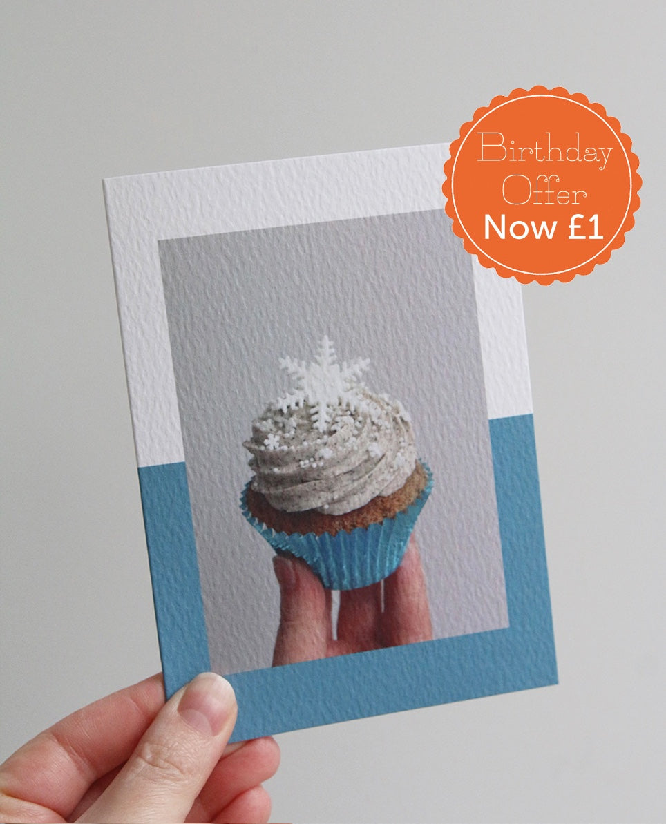 Snowflake Cupcake Christmas Photo Card