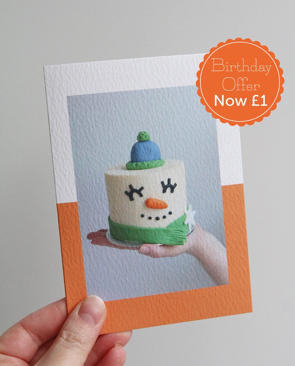 Snowman Cake Christmas Photo Card
