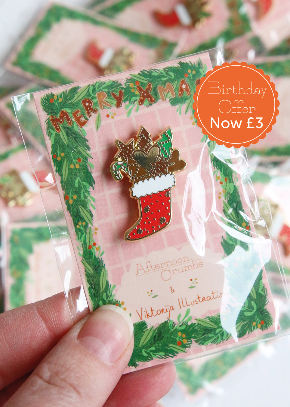 Enamel Christmas Stocking Pin