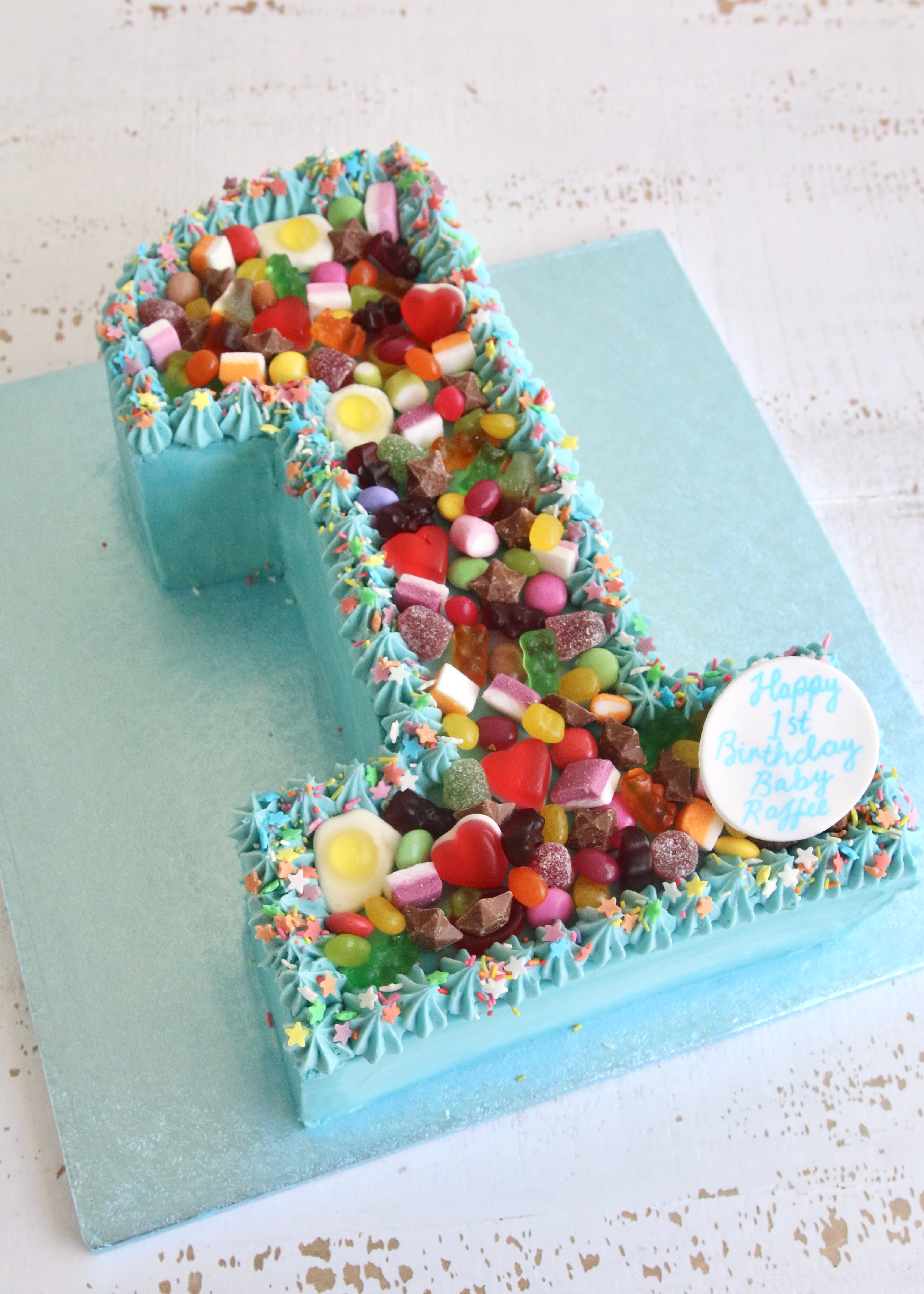 1st Birthday Blue Number 1 Sweetie Cake