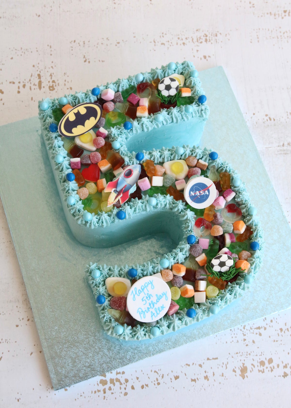 Blue Buttercream Number 5 Sweets & Favourite Things Cake