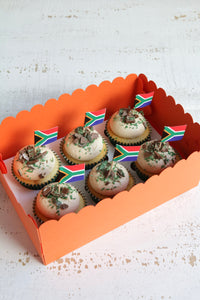 Box of 6 Peppermint Crisp Cupcakes with South African Flags