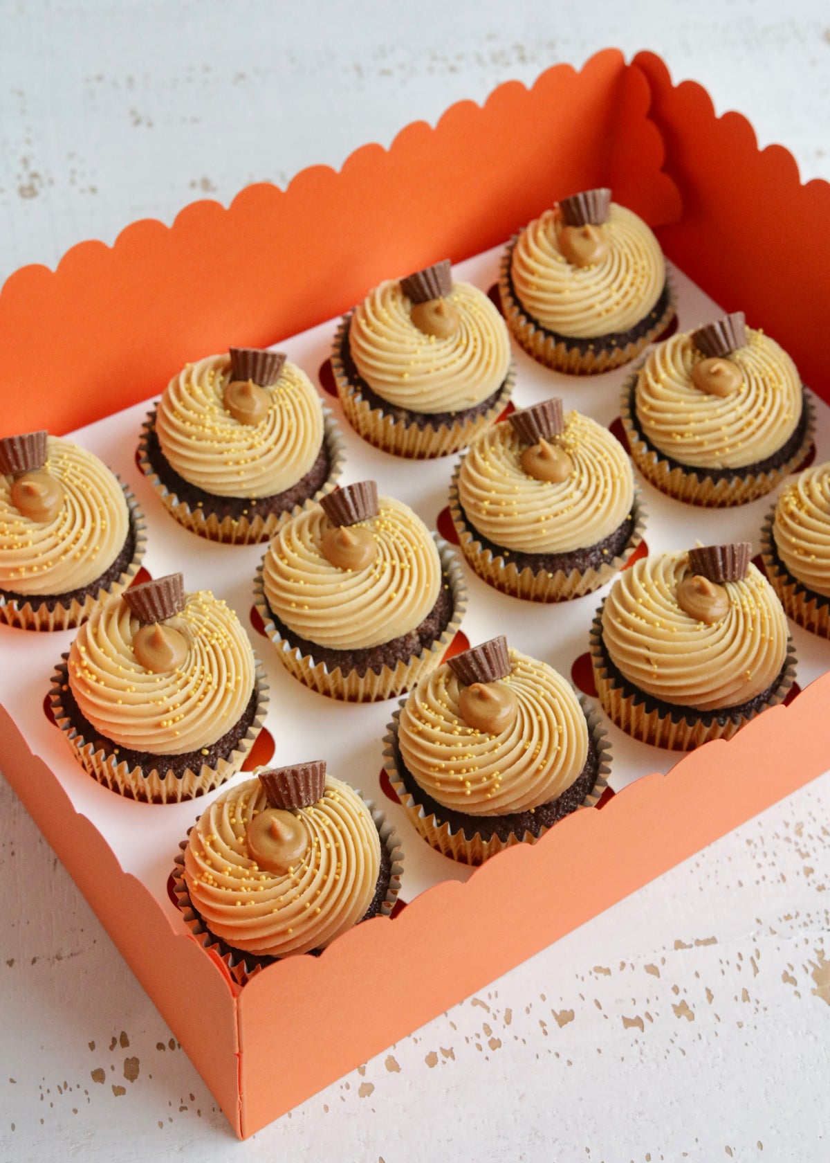 Box of 12 Chocolate Peanut Butter Cupcakes