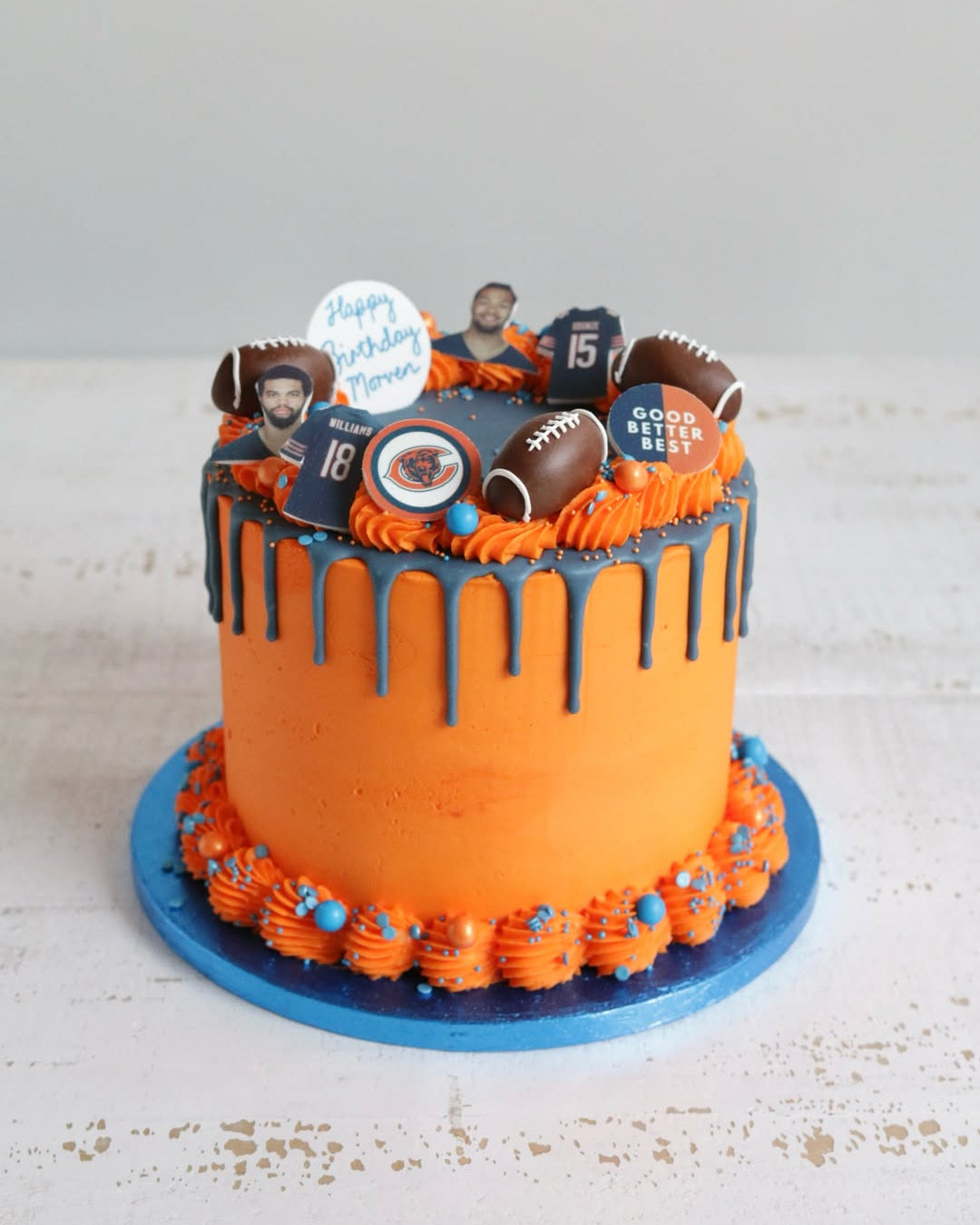 Orange and Blue Chicago Bears NFL American Football Cake