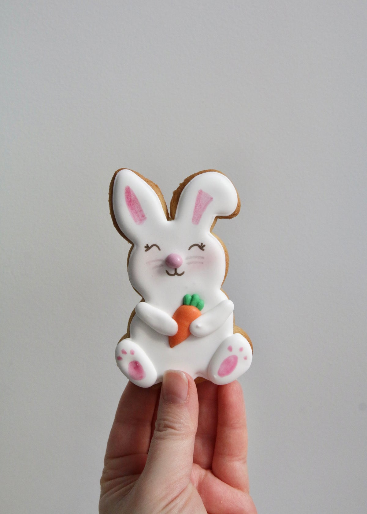 Easter Bunny Biscuit Holding Carrot