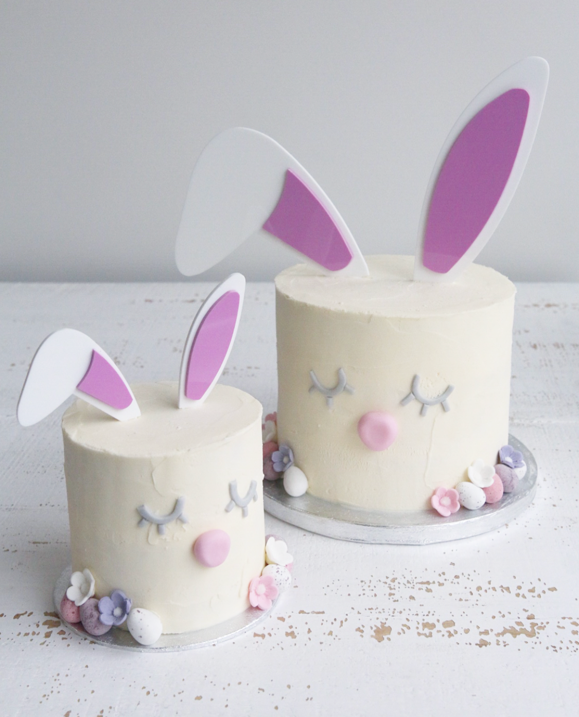 Two Bunny Face Cake with Acrylic Topper Ears