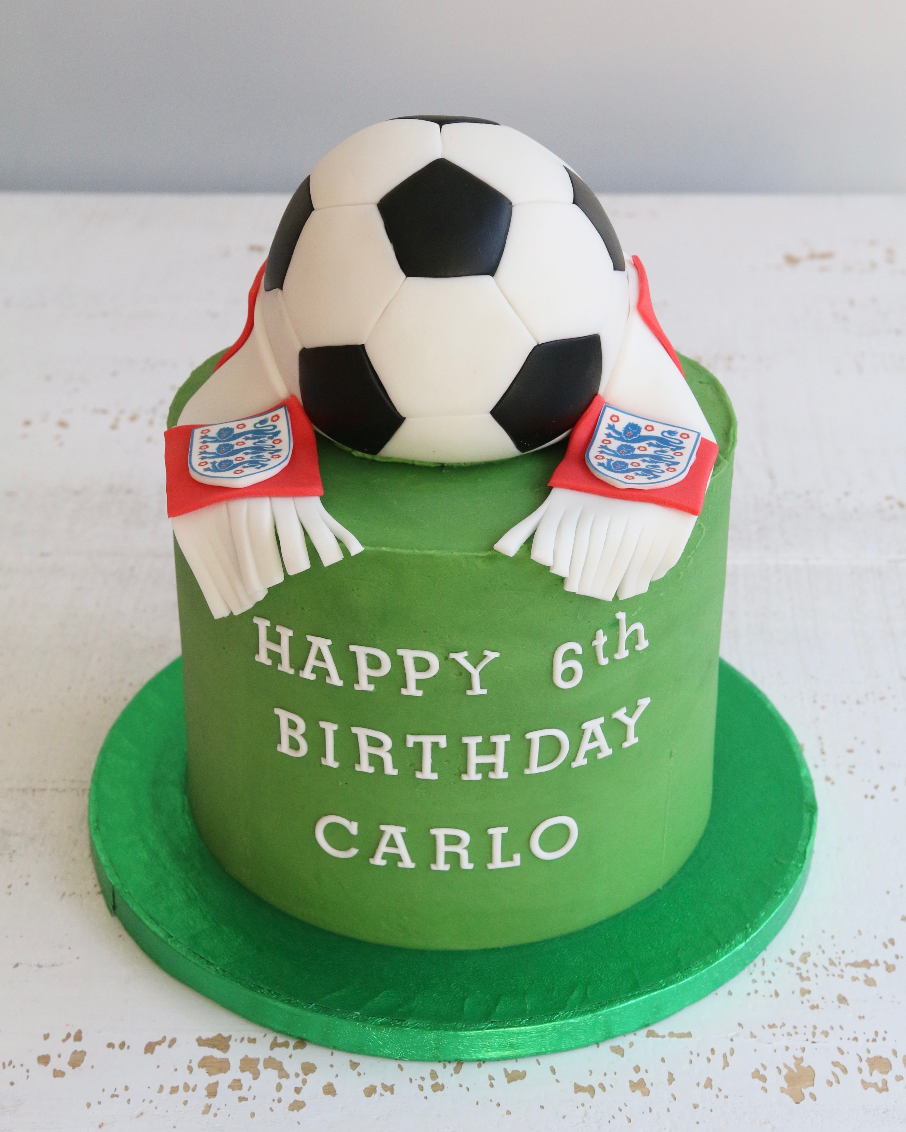 Football Birthday Cake with Football and England Scarf