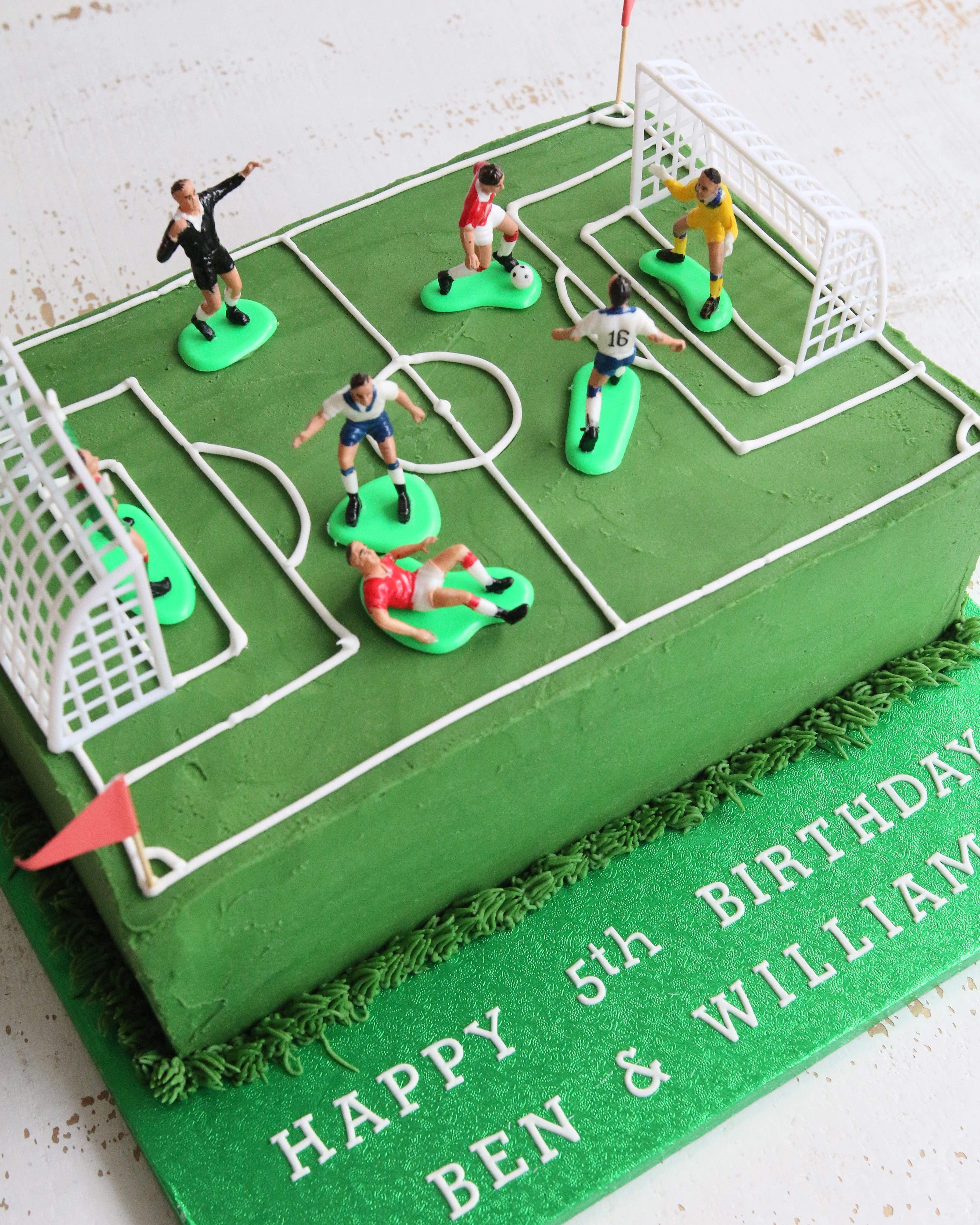 Buttercream Football Pitch with Players Birthday Cake