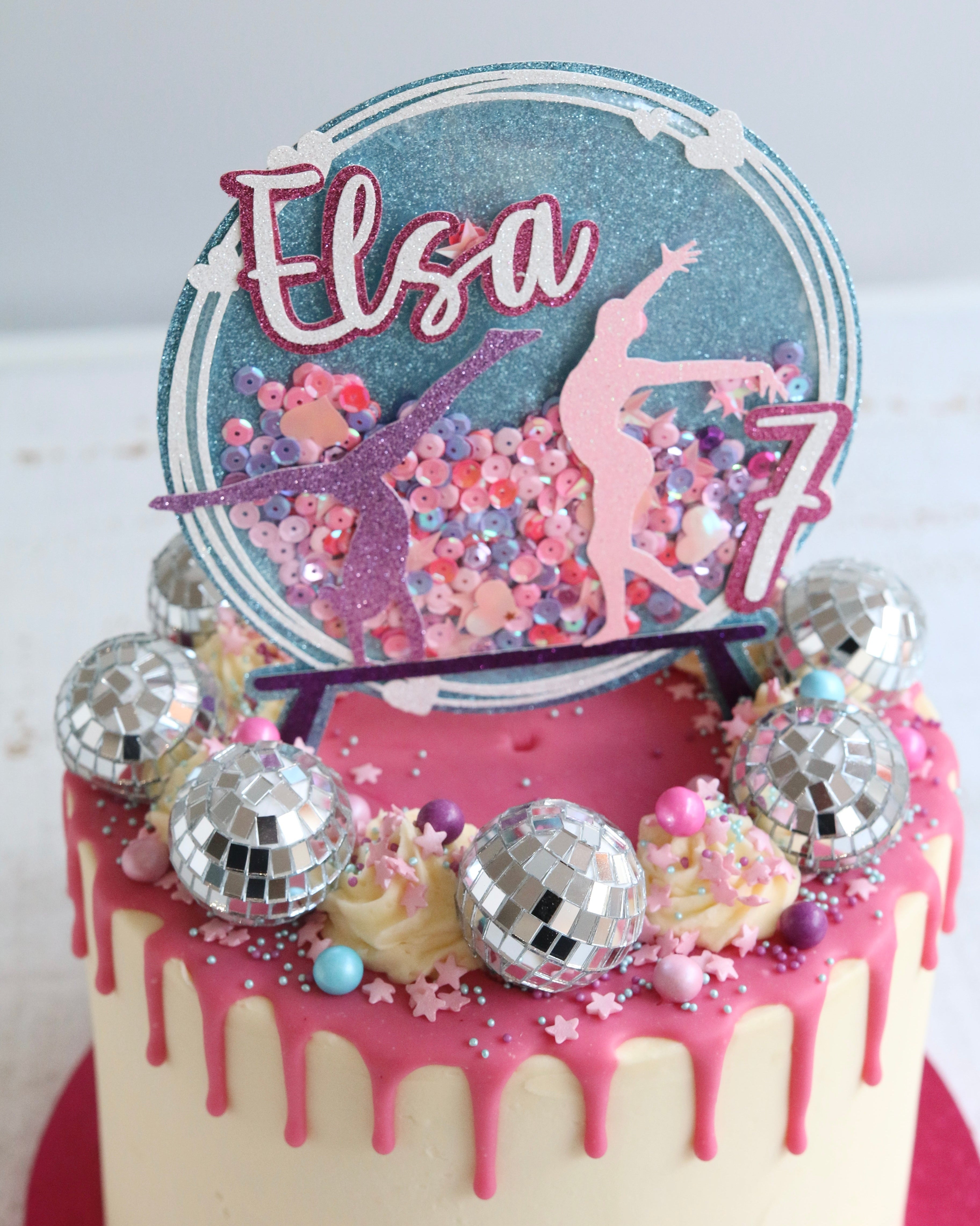 Gymnastics Dicso Pink Drip Cake