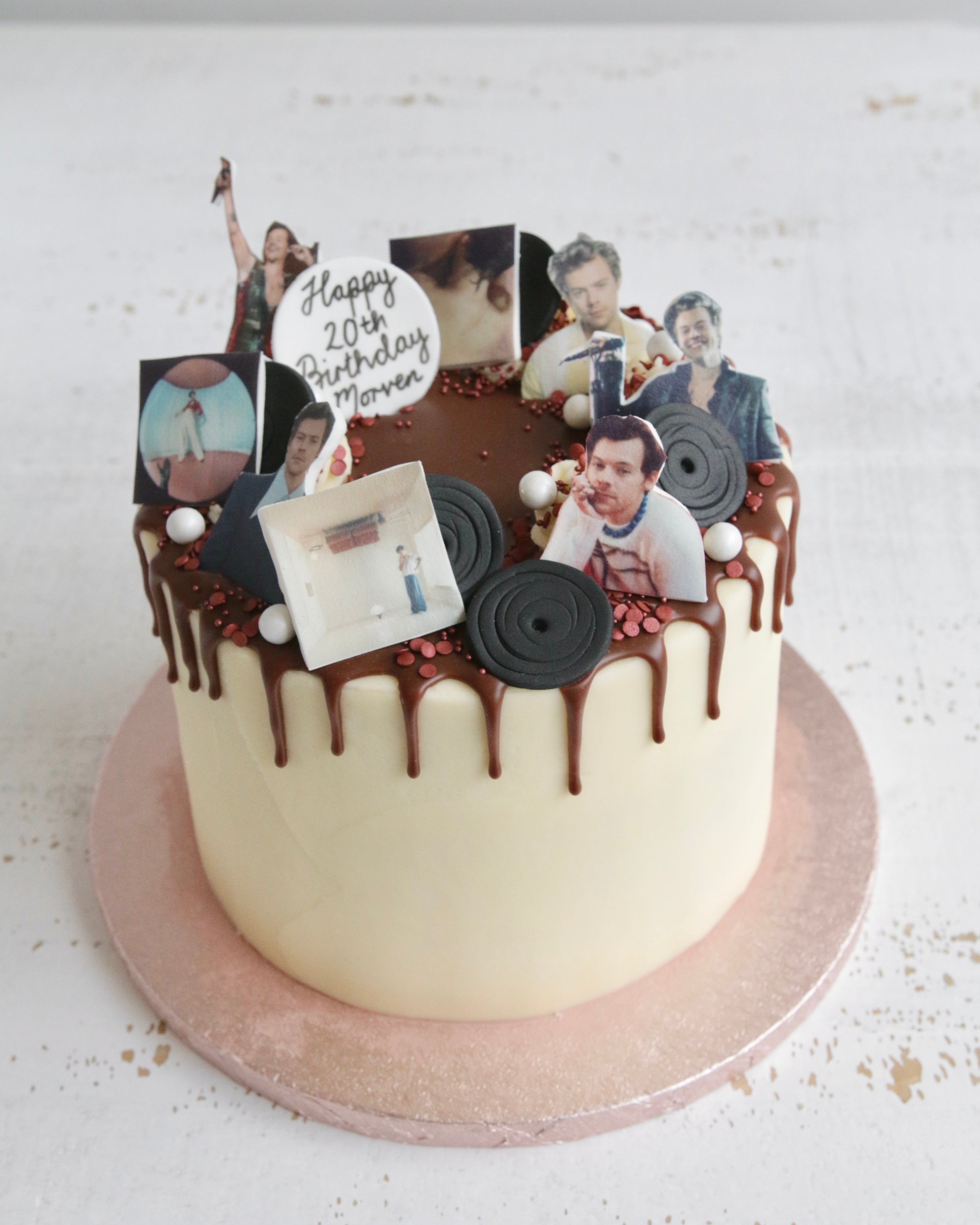 Birthday Drip Cake with Harry Styles Photos & Vinyl Covers