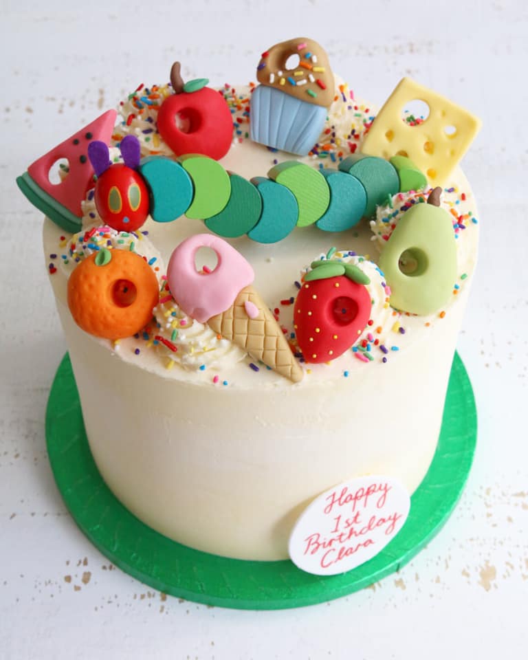 Hungry Caterpillar Buttercream 1st Birthday Cake