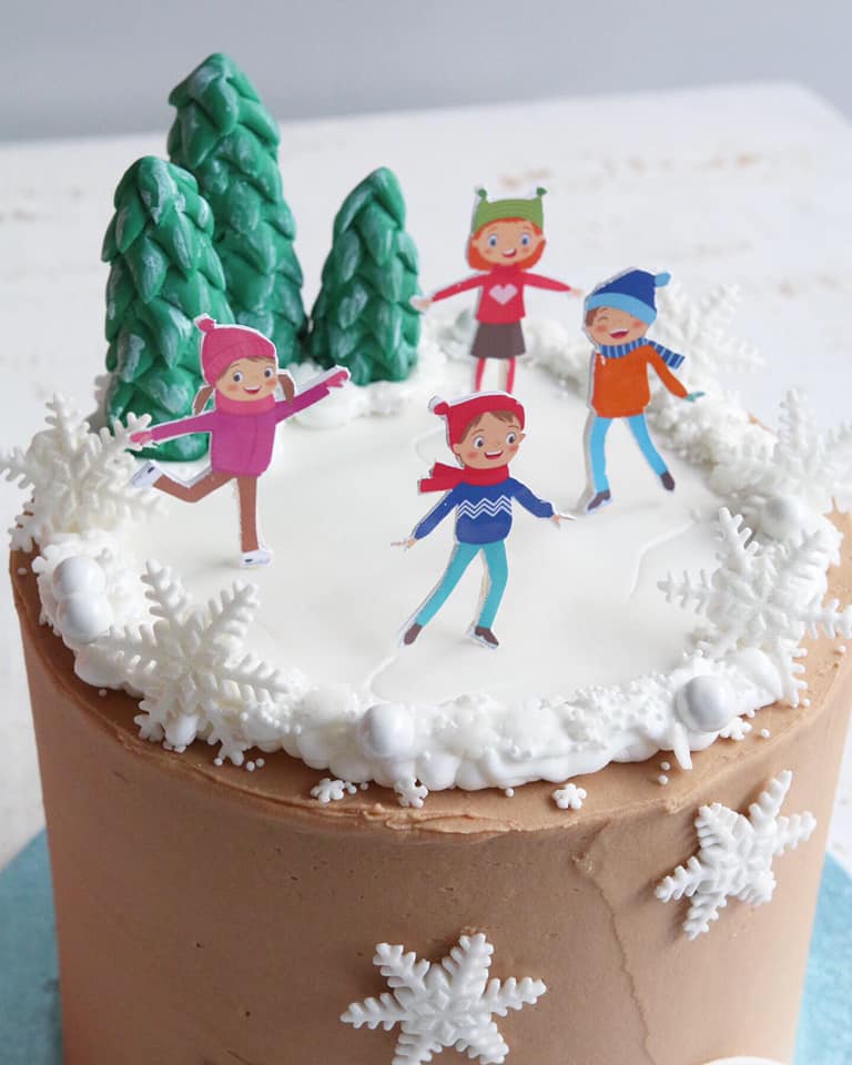 Buttercream Cake with Ice Skating Figures
