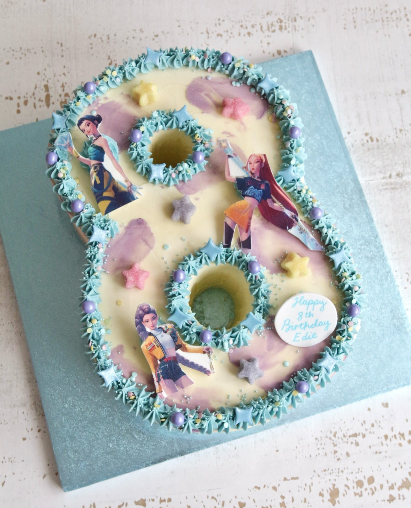 KPop Demon Hunters Number 8 Buttercream Cake
