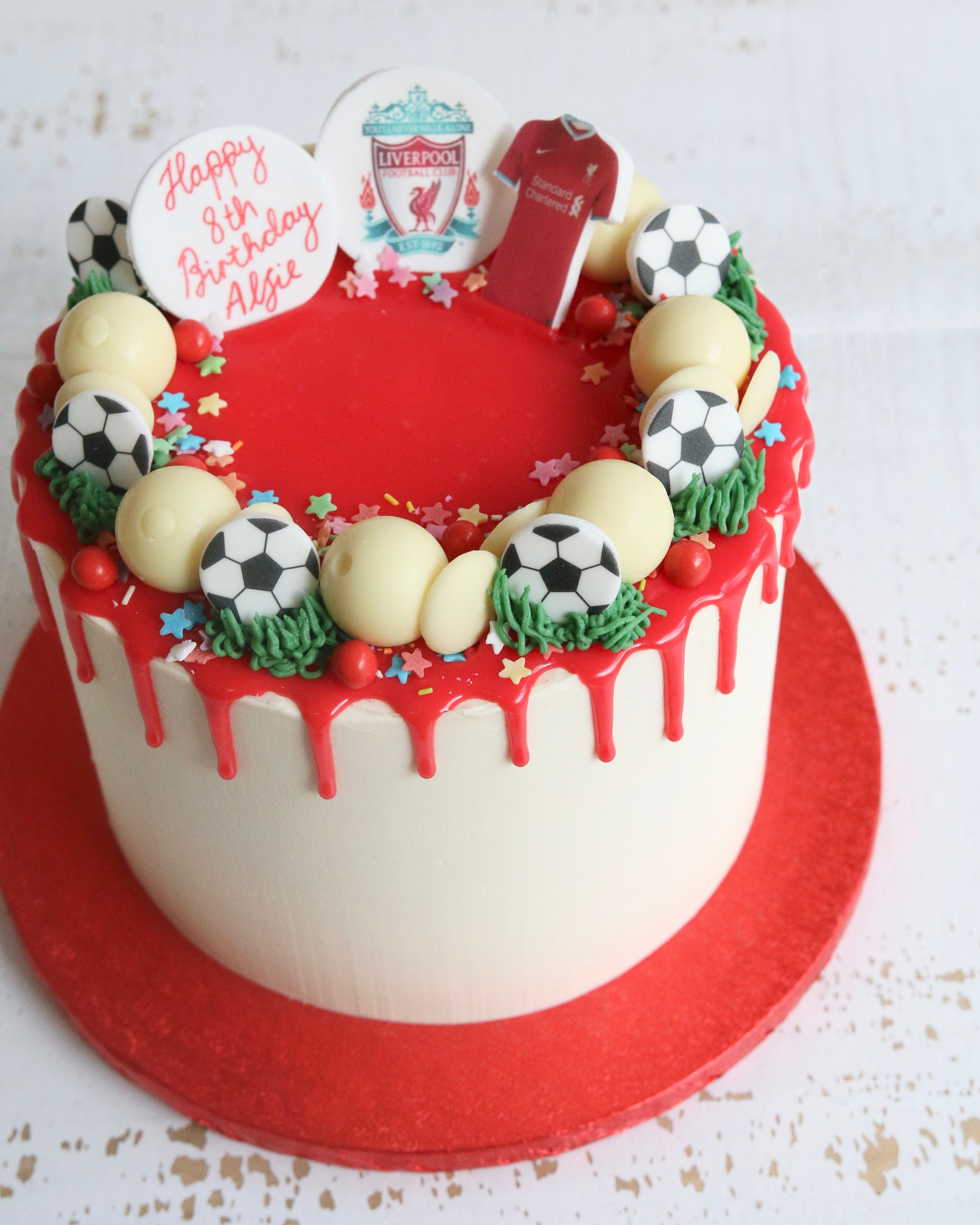 Liverpool Football Red Drip Cake