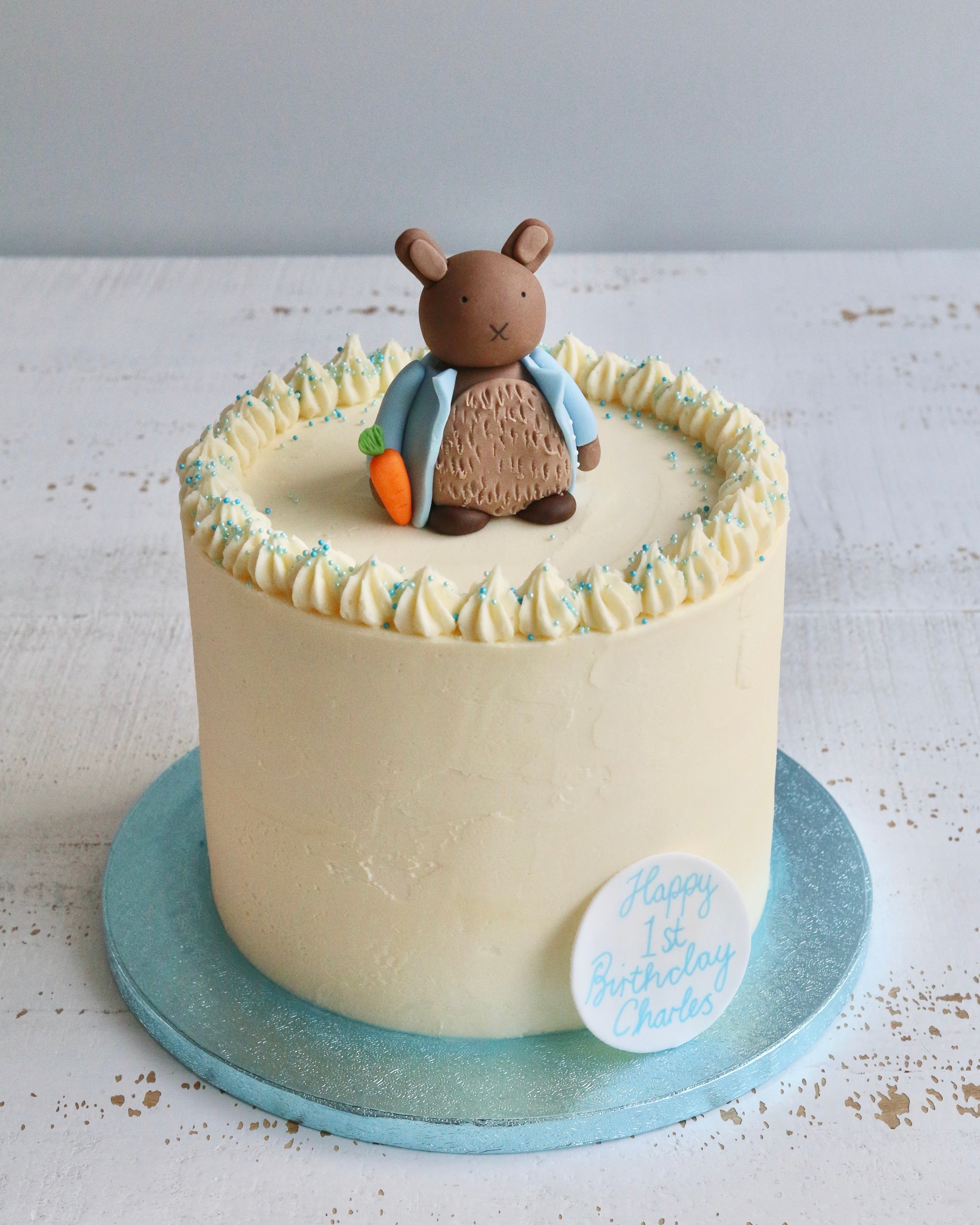 Peter Rabbit Buttercream 1st Birthday Cake