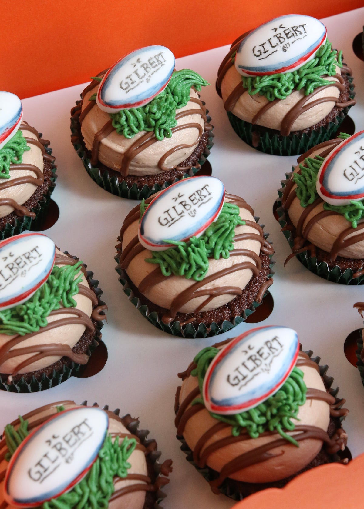 Rugby Ball Chocolate Cupcakes Close Up